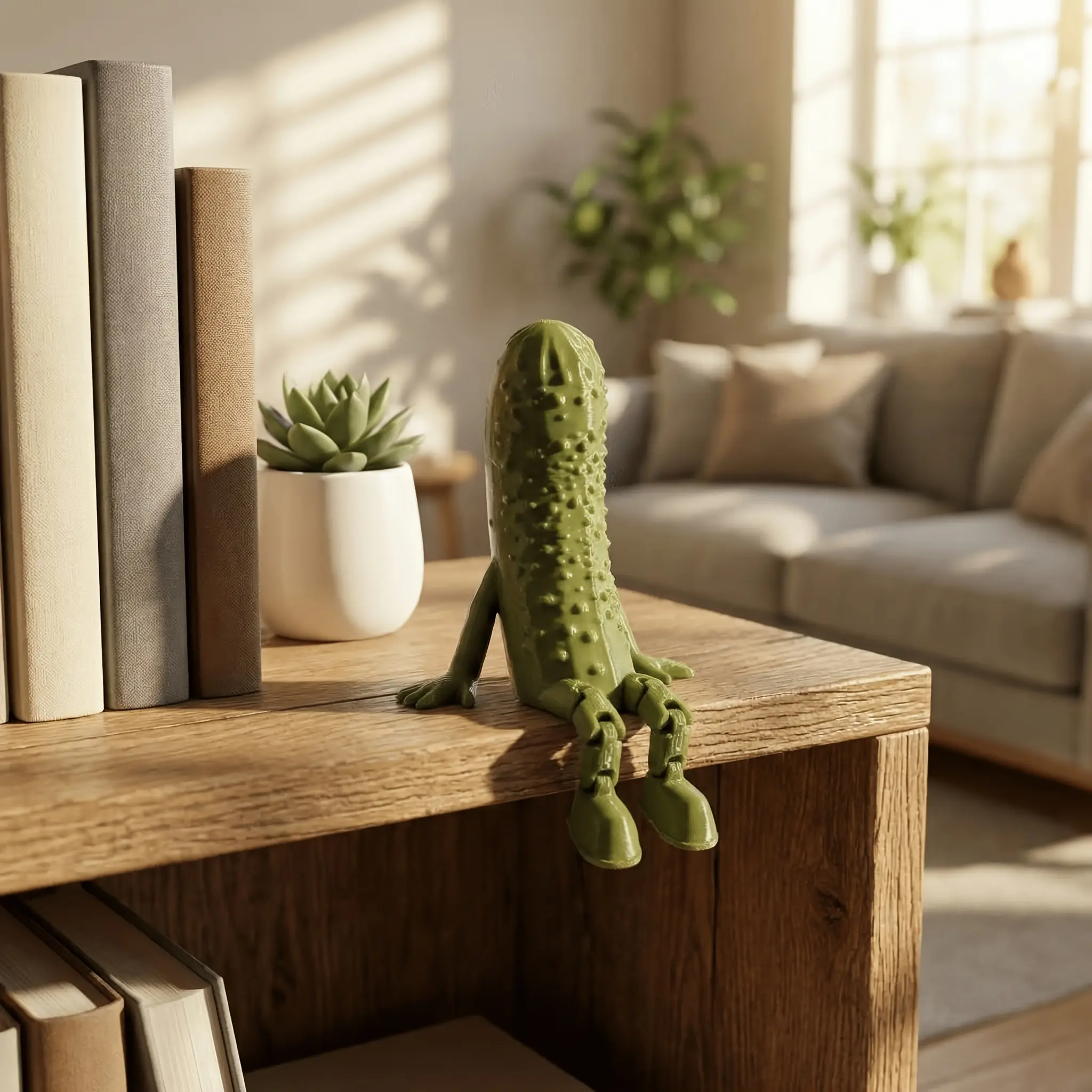 Interesting Pickle Desktop Decoration Creative Small Sitting Statue, Cute Desktop Companion Decoration, Suitable for Home and Office, Desk Ornament