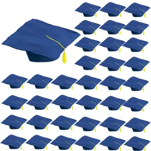 Bulk Kids Blue Felt Elementary School Graduation Caps with Tassel for 36