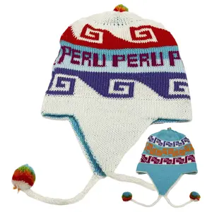 NWT Peru Peruvian Alpaca Trendy Handmade Soft Knit Reversible Chullo Beanie Hat