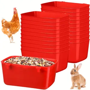 20pcs 18oz Plastic Bird Feeder Cups - Durable Red Poultry Water Bowls for Chickens, Rabbits, Pigeons, Gamefowl - Cage Hanging or Freestanding Design, Spill-Resistant, Easy-Clean