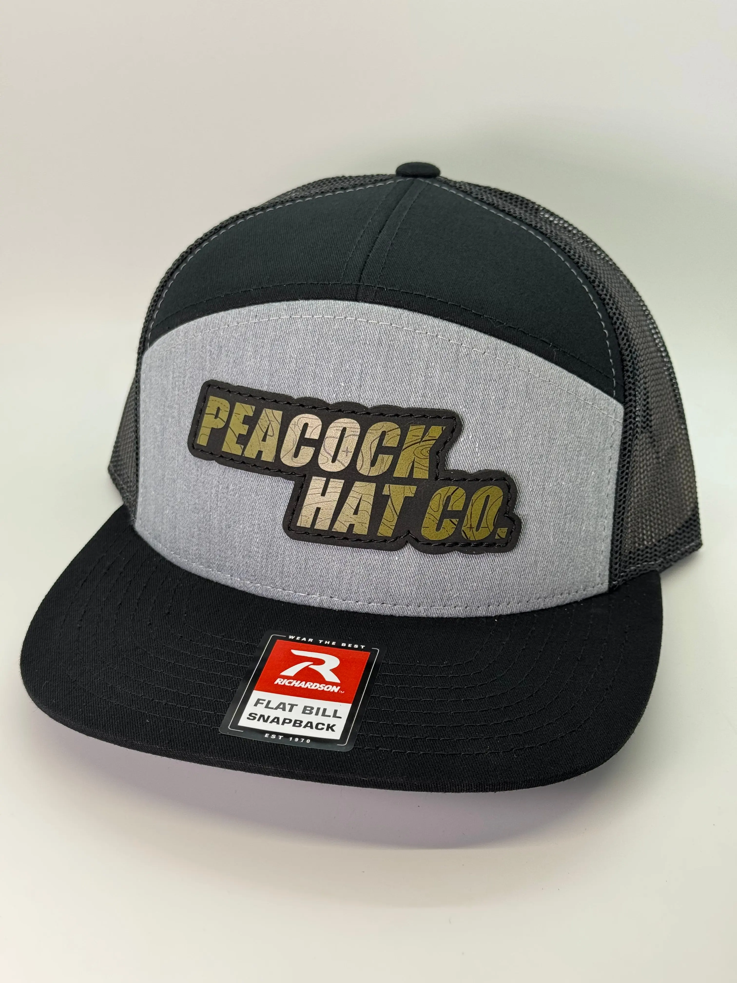 Peacock Hat Co. STACKED P.H.C. Flat Bill Snapback Hat with Bold IMPACT Font and Diecut Design for Versatile Style