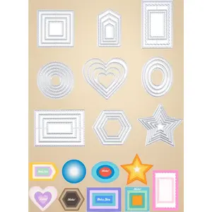 9 Pcs Metal Cutting Dies Set – Heart, Star, Circle, Square Shapes for Paper Crafting, Card Making, Scrapbooking & DIY Die Cut Projects