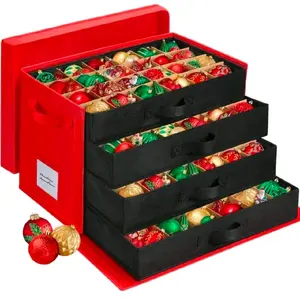 Christmas Ornament Storage Box, 4 Drawer Style Trays Ornament Storage Box,For Storing Holiday Decorations And Christmas Ornaments,Christmas & New Year Gift,Christmas Ornament Storage Containers Box