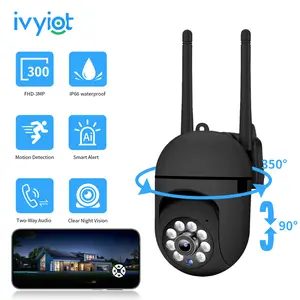Ivyiot 2K Smart Indoor Security Camera Easy Setup 360 PTZ Camera with Smartphone App Control and Built In Siren for Families Apartment Supermarket Security System