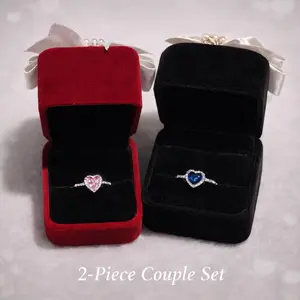 Adjustable Promise Ring with Velvet Heart-Shaped GiftBox - Jewelry Gift Set for Women, Perfect for Mom, Wife,Girlfriend, Sister, Grandma - Birthday, Anniversary,Valentine' s Day, Christmas, Halloween