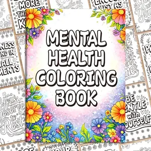 44-Page Positive Affirmations Coloring Book for Adults, Floral Border, Stress Relief, Self-Care, Mindfulness Activities, Relaxing Art Book