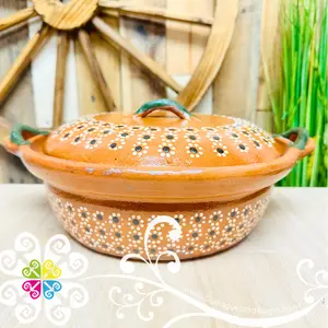 Medium Capula Sencillo Cazuela Barro con Tapa - Capula Sencillo Clay Cazuela