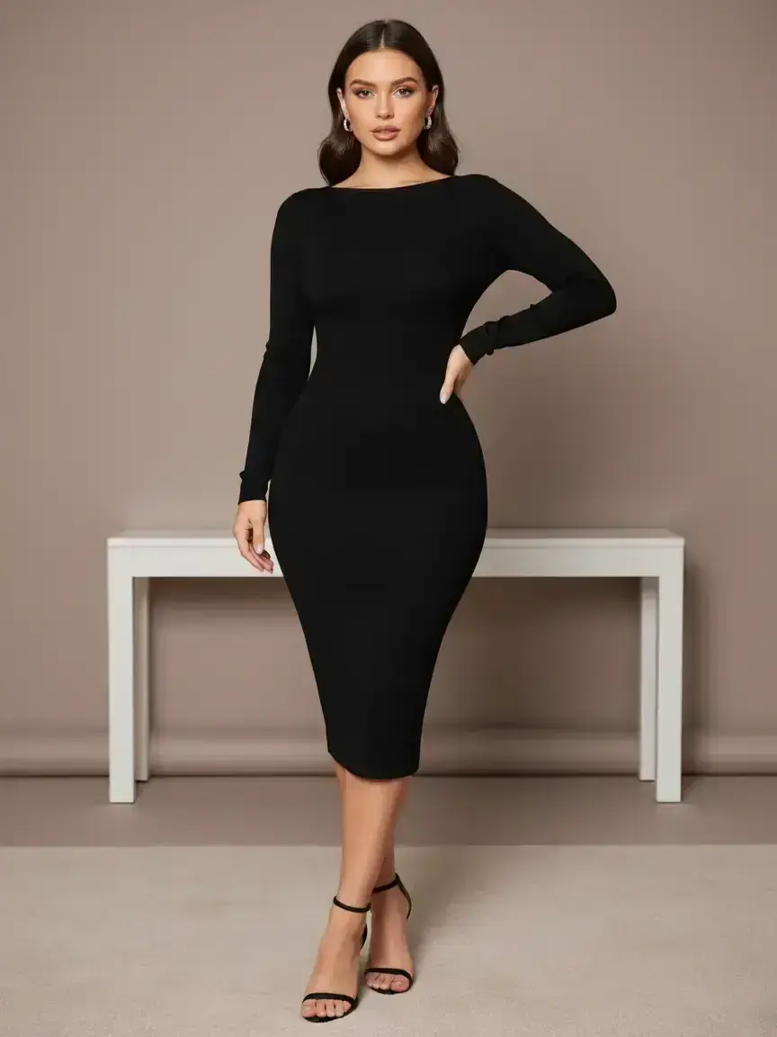 oversized long knit dress Julane Peyton Balloon Sleeve Boat Neck Sweater Dress main image 0