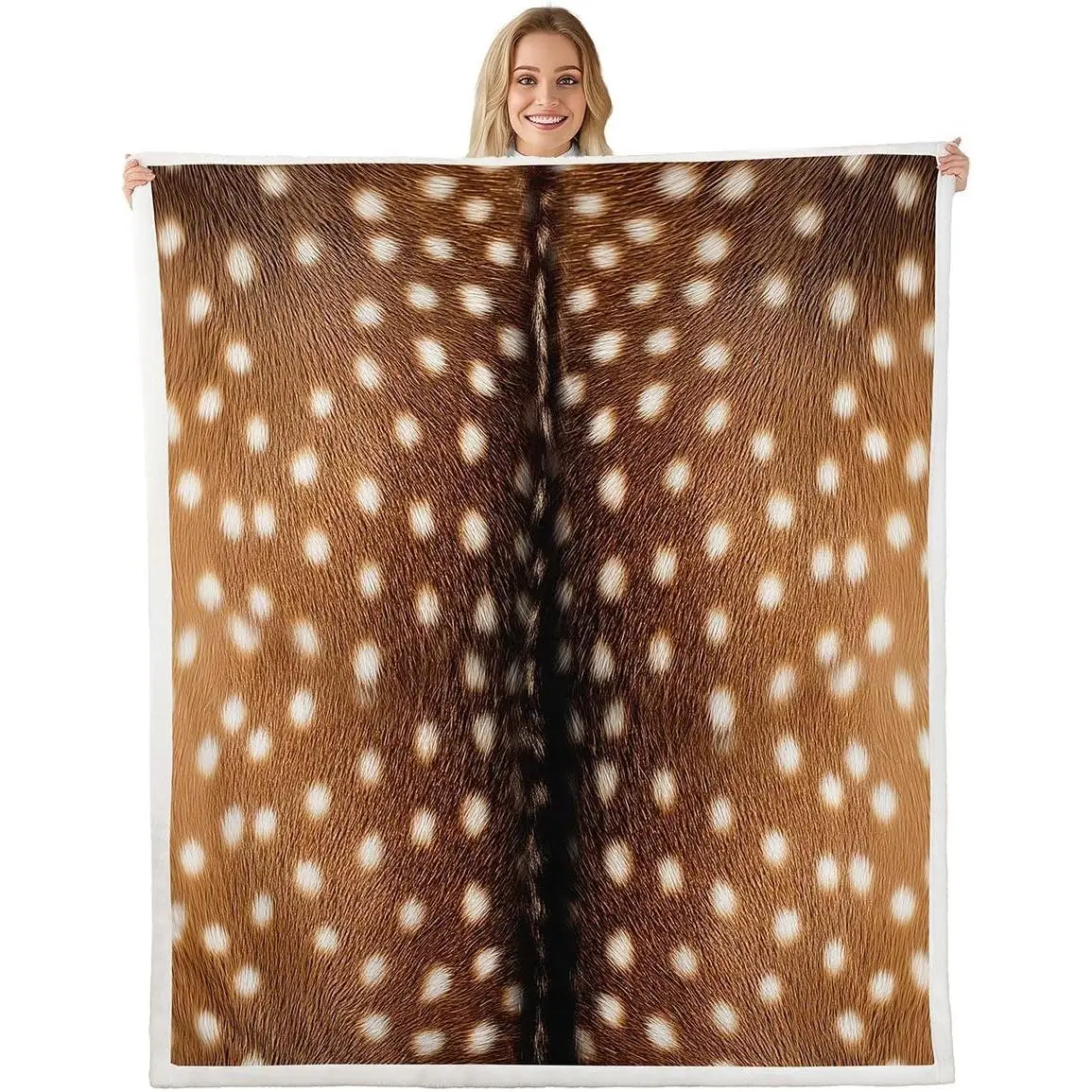 Brown Deer Print Blanket Throw,Elk Deer Hide Fleece Blanket for Bed Couch,Wildlife Hunting Safari Blankets and Throws,Woodland Farmhouse Animal Decor for Bedroom Living Room