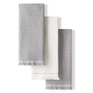 KitchenAid Gridlines 100% Cotton Kitchen Towels 3-Pack, Matte Grey