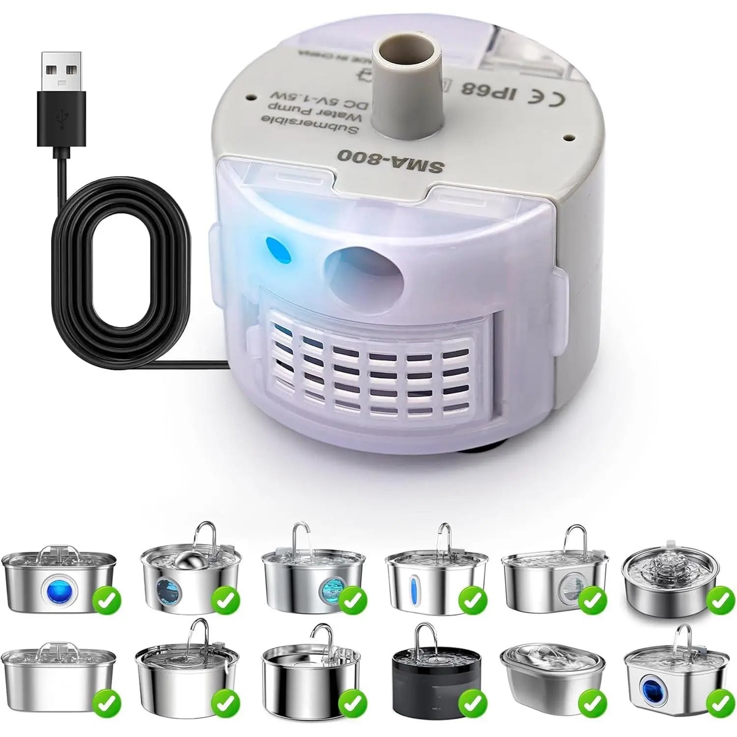 Submersible Water Pump for Pet Fountain, Quiet Motor Replacement for Stainless Steel Cat Water Dispenser, Durable Pet Fountain Pump with Adjustable Flow, Energy Efficient Water Pump for Pets dog water bowl tangle  free  leash two  dogs  one  leash muzzle