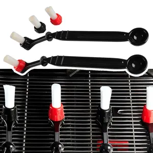 2pcs Coffee Brush with 2 Replaceable Brush Heads Coffee Machine Head Cleaning Brush Nylon Anti Scalding Stiff Brush Special Brush for Home and Office