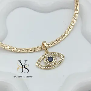 Yordy Italian hammered choker with a Blue Evil Eye—protection and elegant style.