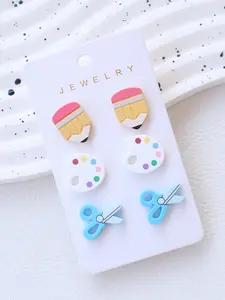 Teacher Appreciation Gift Set, Back-To-School Graduation Acrylic Soft Clay Earrings, Cute Fun Party Jewelry, All Season Accessories