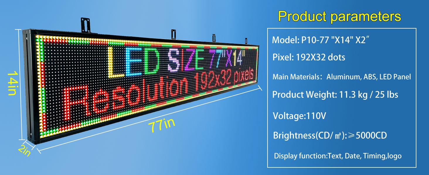 Programmable Scrolling Led Sign Message Board Outdoor Digital Signs For Business Display Screen Custom Advertising Store Marquee Electronic Word Light Wifi Control