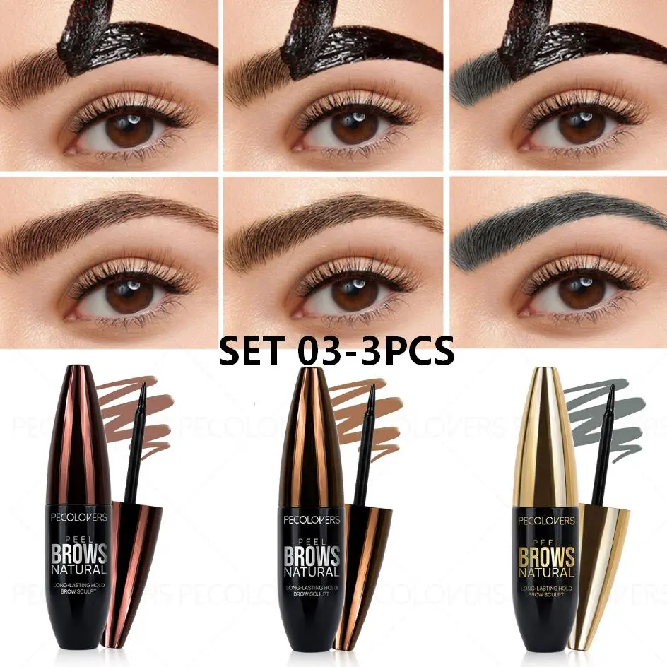 3PCS/set  Long Lasting Durable Waterproof Eyebrow Gel ,Black Brown Tattoo Color - Natural Look Eyebrow Tinting Kit