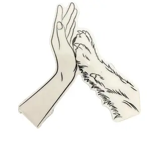 Paw in Hand Fine Line Temporary Tattoo