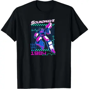 Transformers Soundwave 1984 Retro Grid Logo Unisex Graphic T-Shirt