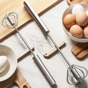 Stainless Steel Multi-Function Hand Mixer, Manually Operated, Battery-Free for Baking and Cooking