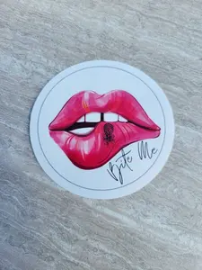 Bite Me Sticker/ Upside down pineapple in hot pink lips / Pineapple Bite Me Sticker / Sexy computer sticker / Glossy