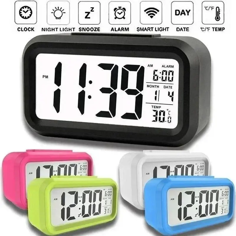 LED Digital Alarm Clock with Light, Plastic Build, Temperature Display, Date Display, for Room Decor Home Supplies