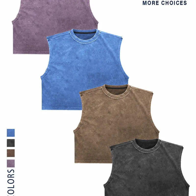 【TDOTW】Men's Washed Sleeveless Vest, Casual, high-quality cotton, all-day wear, street culture effect, enhance comfort and fashion, Streetwear Tank Vest