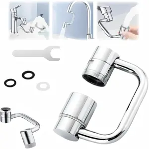 1440° Rotatable Rotary Faucet Aerator Extension, Easy Full Angle Control, Kitchen Bathroom Sink Spray Nozzle Attachment, 2 Modes (1pc)