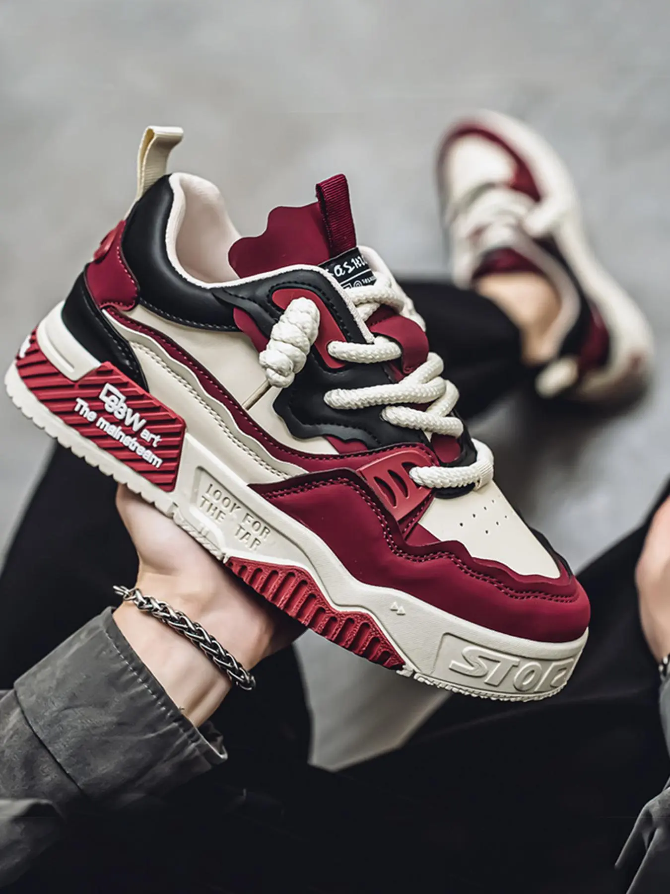 Men's Fashion Colorblock Lace Up Sneakers, Casual Comfortable Breathable Sports Running Shoes, Athletic Running Shoes, Male All-match Round Toe Chunky Sneakers for Daily Life, Trainer, Sporty Running Shoes, Athletic Running Trainers