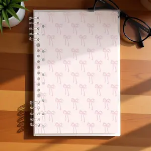 A5 Lined Notebook, Playful Pink Bows & Metallic Accents Design, Premium Paper Material, Ideal for Office & Daily Planning, Practical Stationery for Professionals & Organizers, Light Pink Background with Repeating Pink Bows Pattern, Non - Customizable