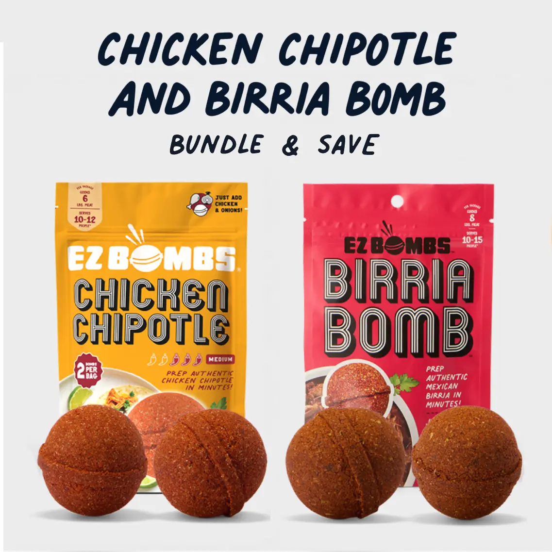 Chicken Chipotle and Birria Bombs Bundle by EZ Bombs - Seasoning Spice Bombs for Authentic Mexican Dishes