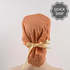 Orange Wave Point Ponytail Scrub Cap, for Women,Gift for Nurse,Birthday,Fall
