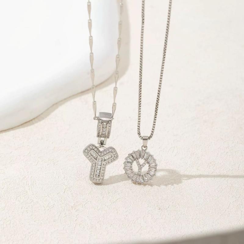 Bestselling Full-Zircon "Sugar Loaf" 26-Letter Copper-Zircon Inlaid Gold-Plated Circular Flower Women's Pendant Necklace Exquisite Chain Jewelry