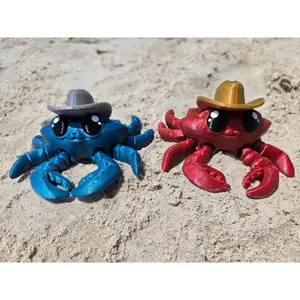 Articulated Fidget Cowboy Crab– Cute 3D Printed Ocean Animal Desk Buddy
