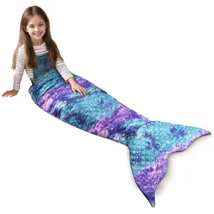 Catalonia Fleece Wearable Mermaid Tail Blankets, Plush Flannel Sleeping Snuggle Blanket, Fish Scale Pattern, Christmas Gifts For Girl Toddlers Kids