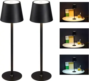 Cordless Table Lamp Portable USB Rechargeable Desk Lamp Adjustable Height Tricolor Temps Stepless Dimming Touch Control Night Light for Bedroom Cafe Outdoor 28-36cm