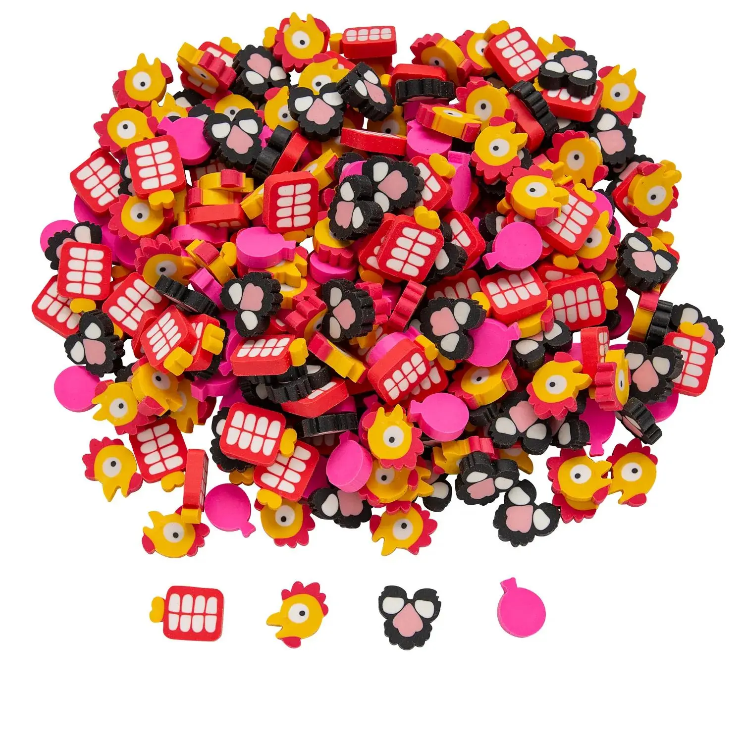 3/4" Bulk 300 Pc. Mini Classic Gag-Shaped Multicolor Rubber Erasers