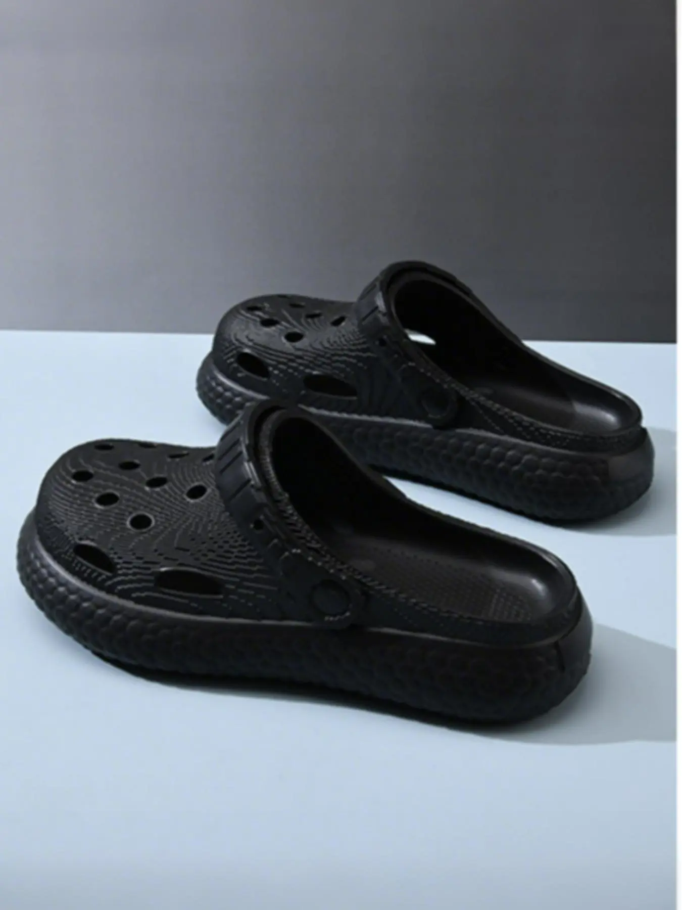 Unisex's Textured Design Platform Clogs, Casual Comfortable Breathable Platform Non-slip Clogs, Sandals, Fashionable Clogs for Indoor & Outdoor Wear, Foot Clogs