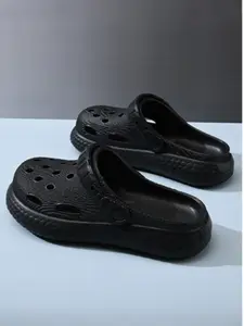 Unisex's Textured Design Platform Clogs, Casual Comfortable Breathable Platform Non-slip Clogs, Sandals, Fashionable Clogs for Indoor & Outdoor Wear, Foot Clogs