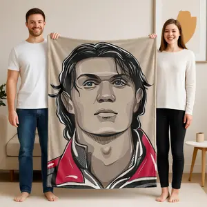 1 piece Character portrait of Takemichi Hanagaki, the protagonist of "Tokyo Revengers" themed flannel blanket - Modern-style flannel blanket, suitable for sofas and beds, all-season use, super soft and comfortable, digital printing, 100% polyester