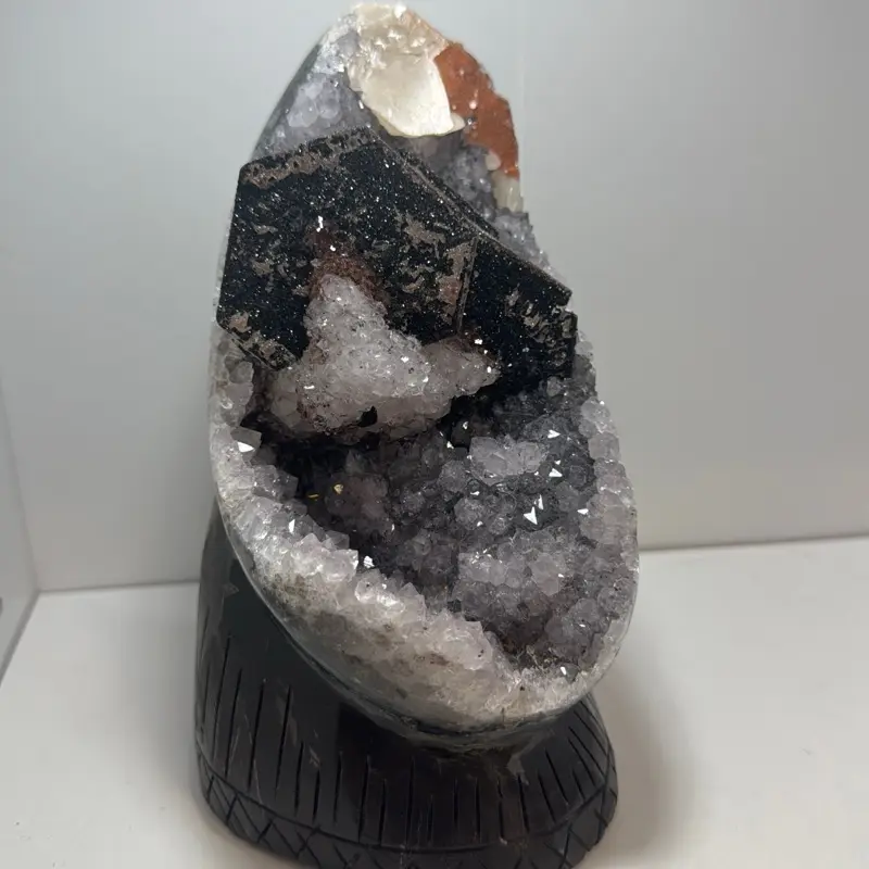 Natural amethyst geode museum quality calcite and sugar inclusions