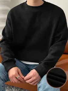 Boys Fashionable Casual Retro Street Style Pullover Crewneck Fleece Sweatshirt for Teens and Boys - Versatile Everyday Campus Commuter Look for Spring, Autumn, and Winter,Size 8-16 Years