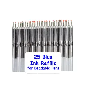 25 Blue Ink Refills for Beadable Pens - Perfect for Art Supplies & Materials - Fits Beadable Pens - Blue Ink - 2-1/2 Inches Long - Ideal for Writing Tasks