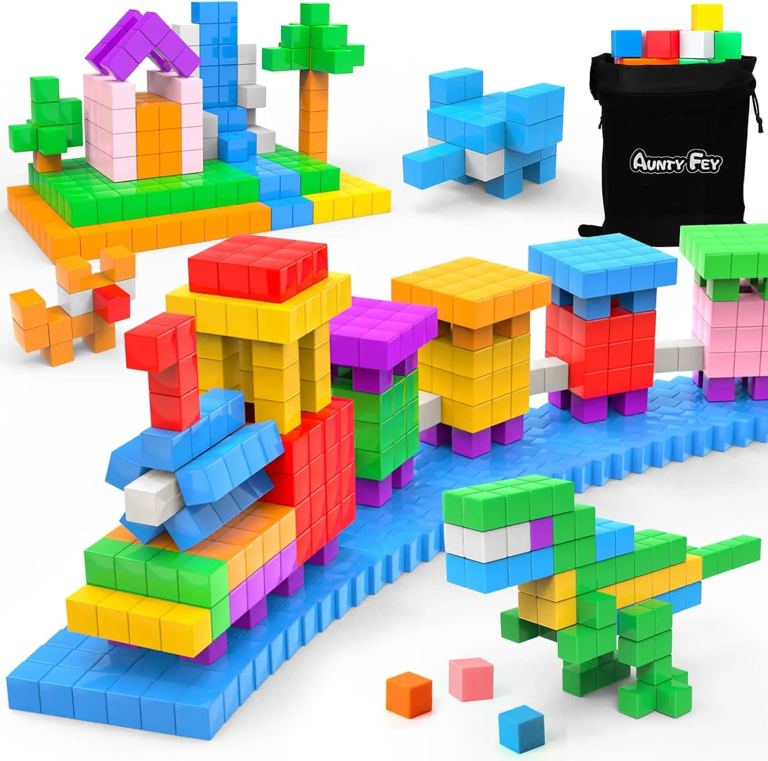 32 Pcs Building Blocks Cubes for Kids, STEM Educational Construction Blocks, Learning Toys for Kids Ages 4-8, Colorful Stackable Building Bricks