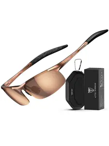 ATTCL Men's Sports Polarized Sunglasses UV400 100% UVA & UVB Blocking Ultra-Light 0.71 oz Al-Mg Metal Frame Wrap-around frame  for Golf Fishing Driving Running Package include Microfiber Cleaning Cloth Test Card & Sunglasses Case