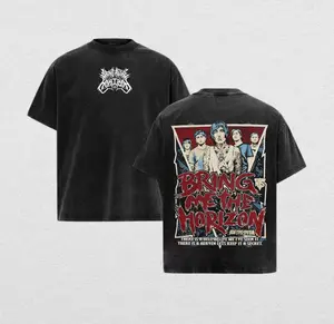 Bring Me The Horizon Graphic Shirt Hoodie & SweatShirt – Acid Wash Heavy Cotton Oversized Unisex Vintage Metalcore Band Tee, Washed Rock Streetwear Top