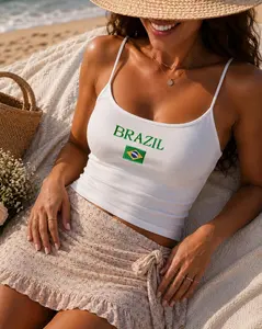 Brazil Embroidered Tank Top, Flag Baby Tee, Brazilian Vacation Outfit, Summer Beach Party, World Traveler Shirt, Gift For Her