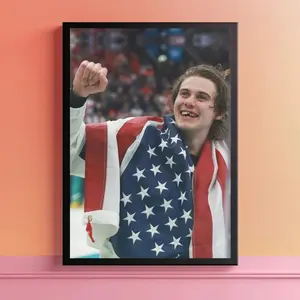 [Poster No Frame] Jack Hughes Art Print - Ice Hockey Champion Poster, Chipped Tooth Aesthetic, , Poster Gift