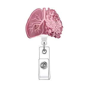 Acrylic Badge Holder, 1 Count Retractable Badge Reel, ID Holder with Clip for Nurses, Doctors, Students & Office Staff