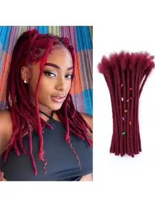 0.6cm 99J Burgundy Wine Red Loc Extensions Human Hair Dreads Extensions for Men Women Wine Red Dreadlock Extensions Real Human Hair