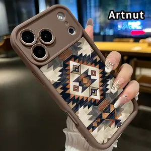 Phone Case for iphone 17 Pro Max 16 Plus 15 14 13 12 11 XR Air E Tribal Geometric Harmony Pattern Full Lens Protector Rugged Durable Soft TPU Cover Gift for Girl
